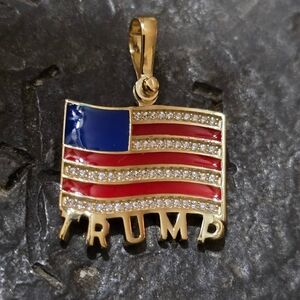 14kt gold vermeil Trump USA flag pendant